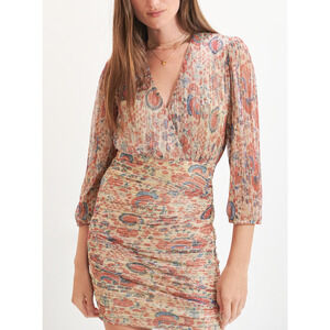 Ba&Sh 'Amelia' Red V Neck Long Sleeve Floral Print Dress Size S